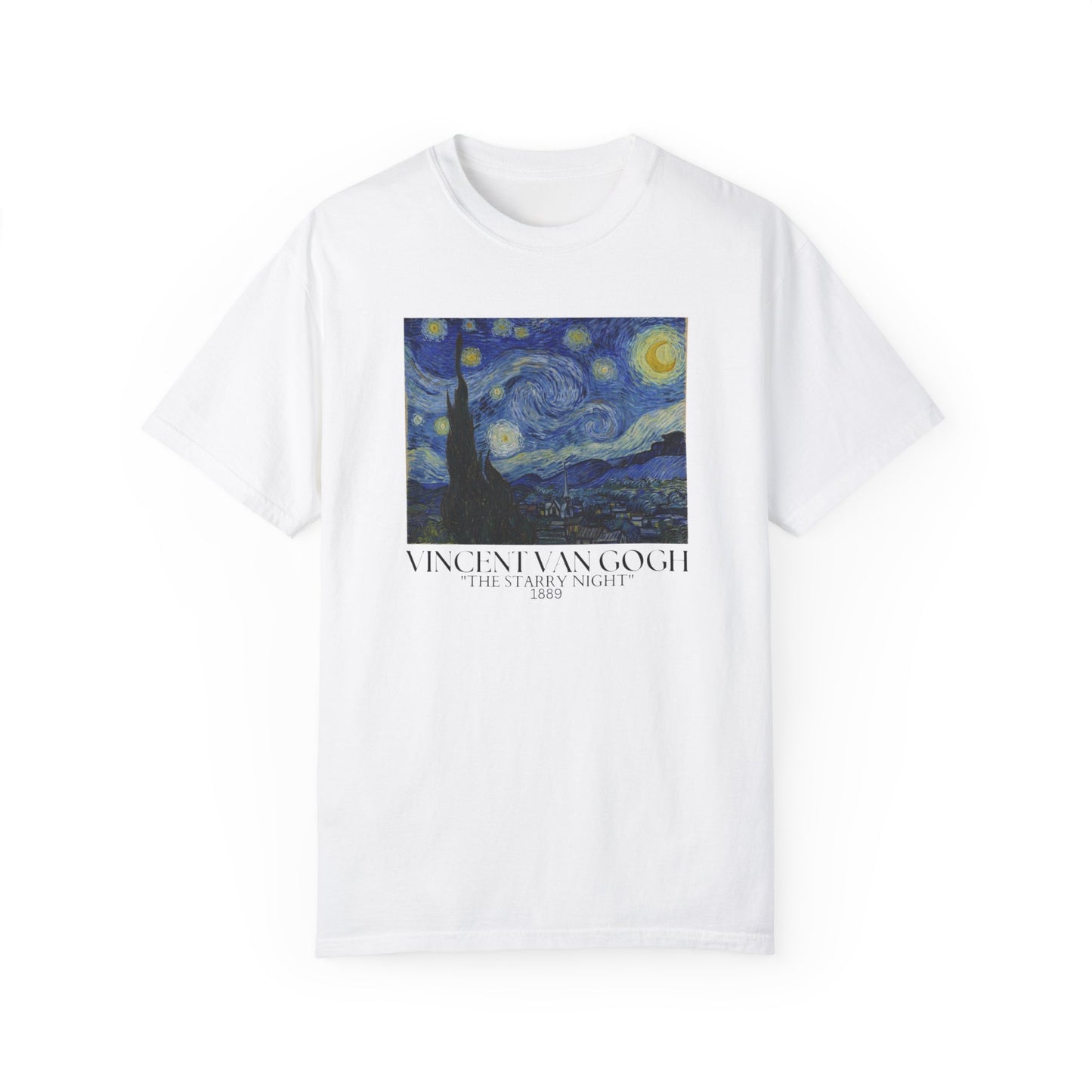 Vincent van Gogh Starry Night Unisex T-Shirt - Artistic Tribute in Garment-Dyed Cotton