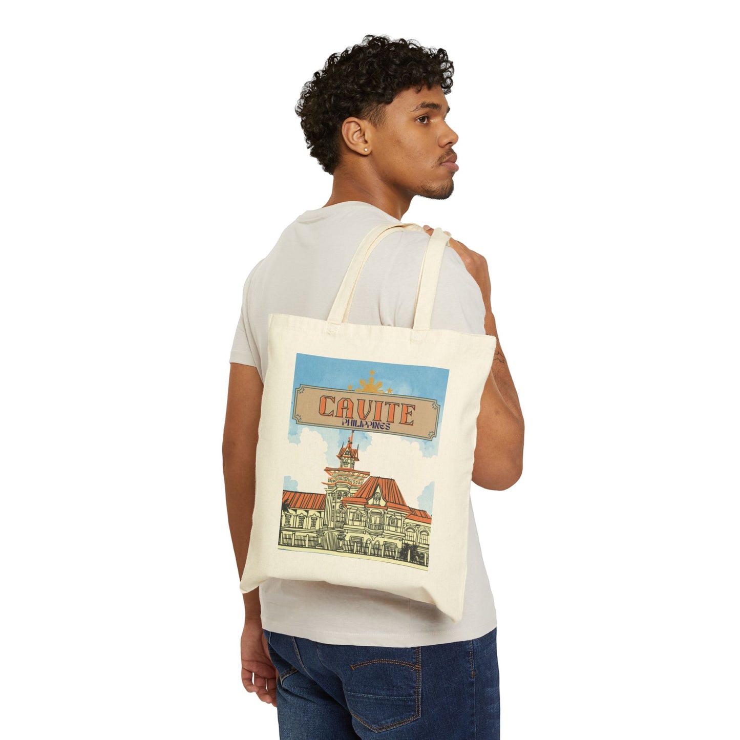 Philippines Cavire Vintage Cotton Canvas Tote Bag - Travel & Shopping Essential