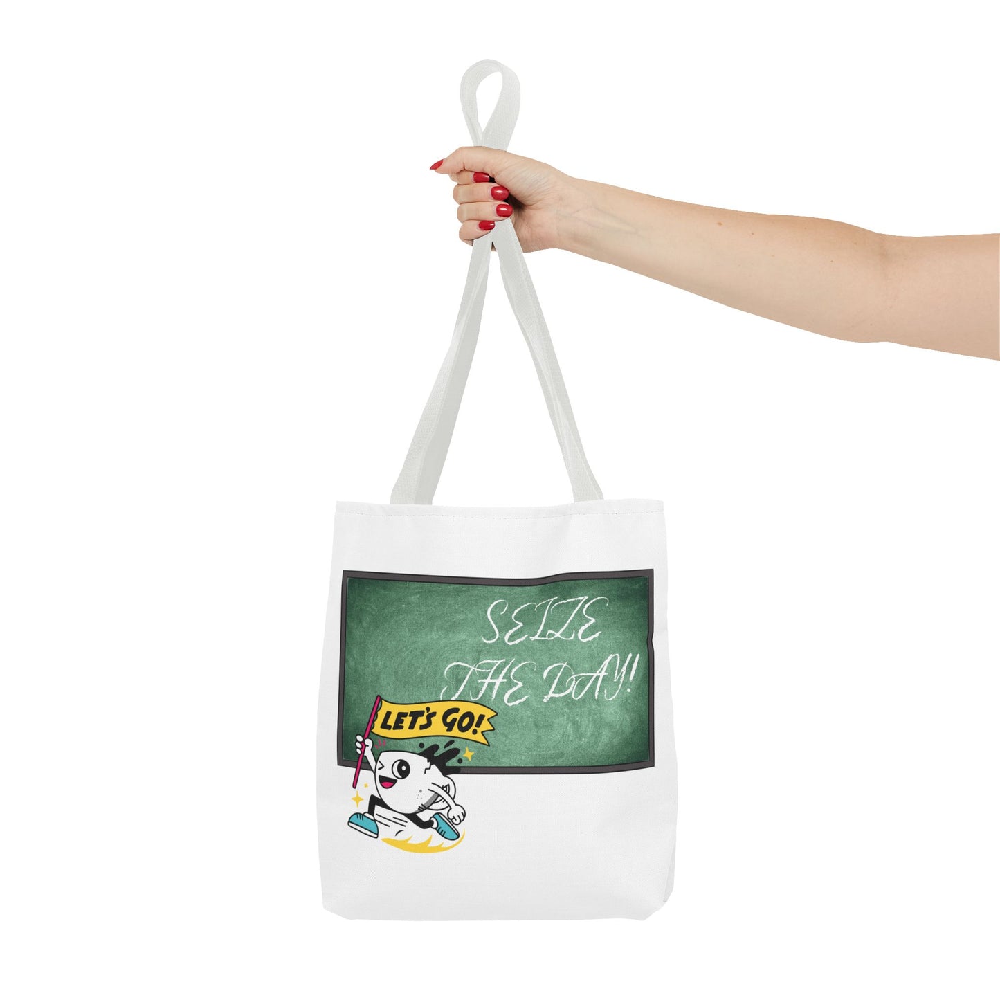 Seize the Day Tote Bag - Motivational Canvas Shoulder Bag for Daily Adventures