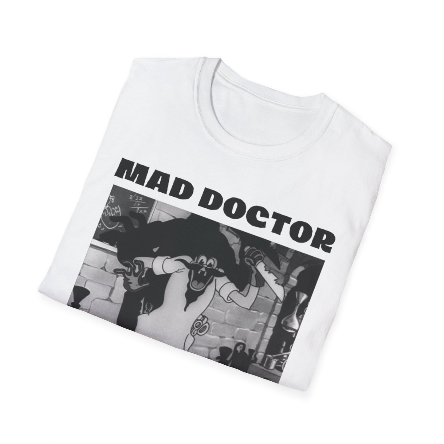 Mad Doctor Unisex Softstyle T-Shirt - Fun Graphic Tee for Halloween and Horror Fans