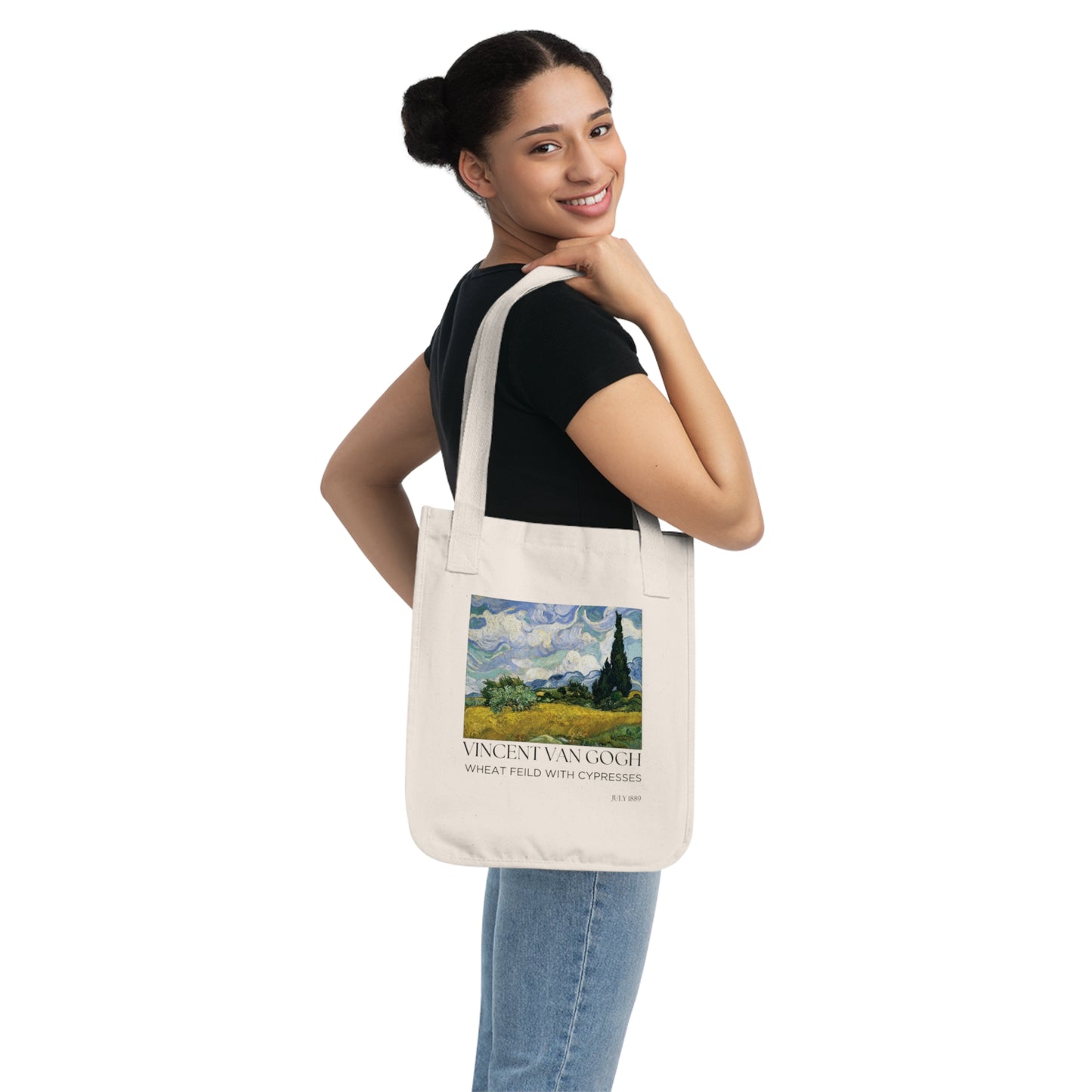 Vincent Van Gogh Art Tote Bag - Eco-Friendly Organic Canvas with Wheat Field Design