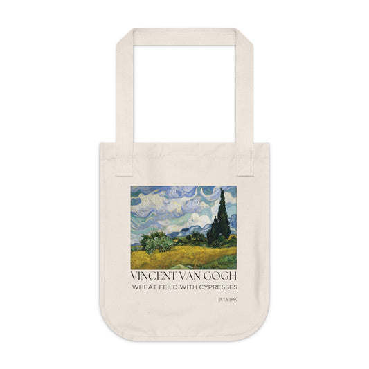 Vincent Van Gogh Art Tote Bag - Eco-Friendly Organic Canvas with Wheat Field Design