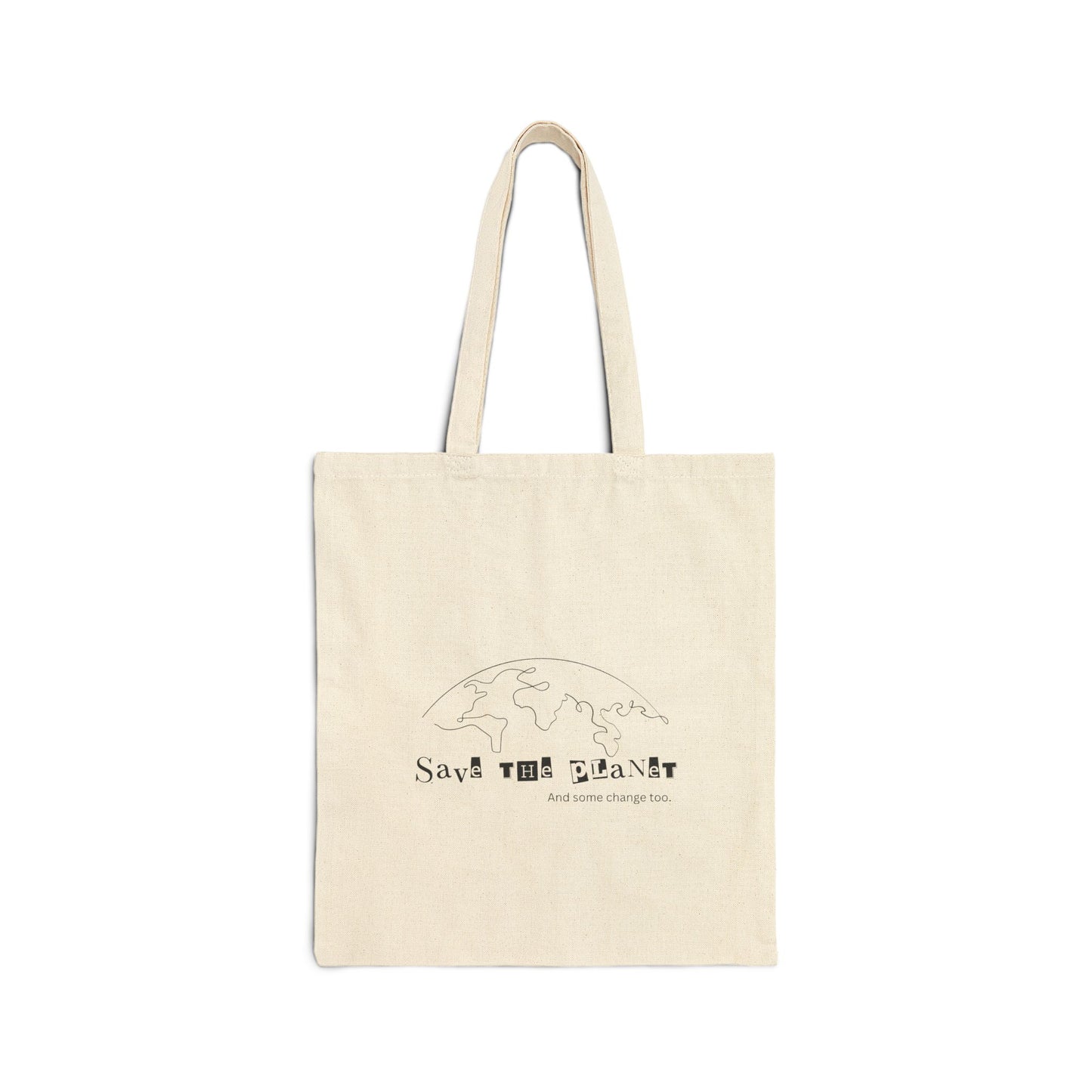 Eco-Friendly Cotton Canvas Tote Bag - "Save the Planet" Design