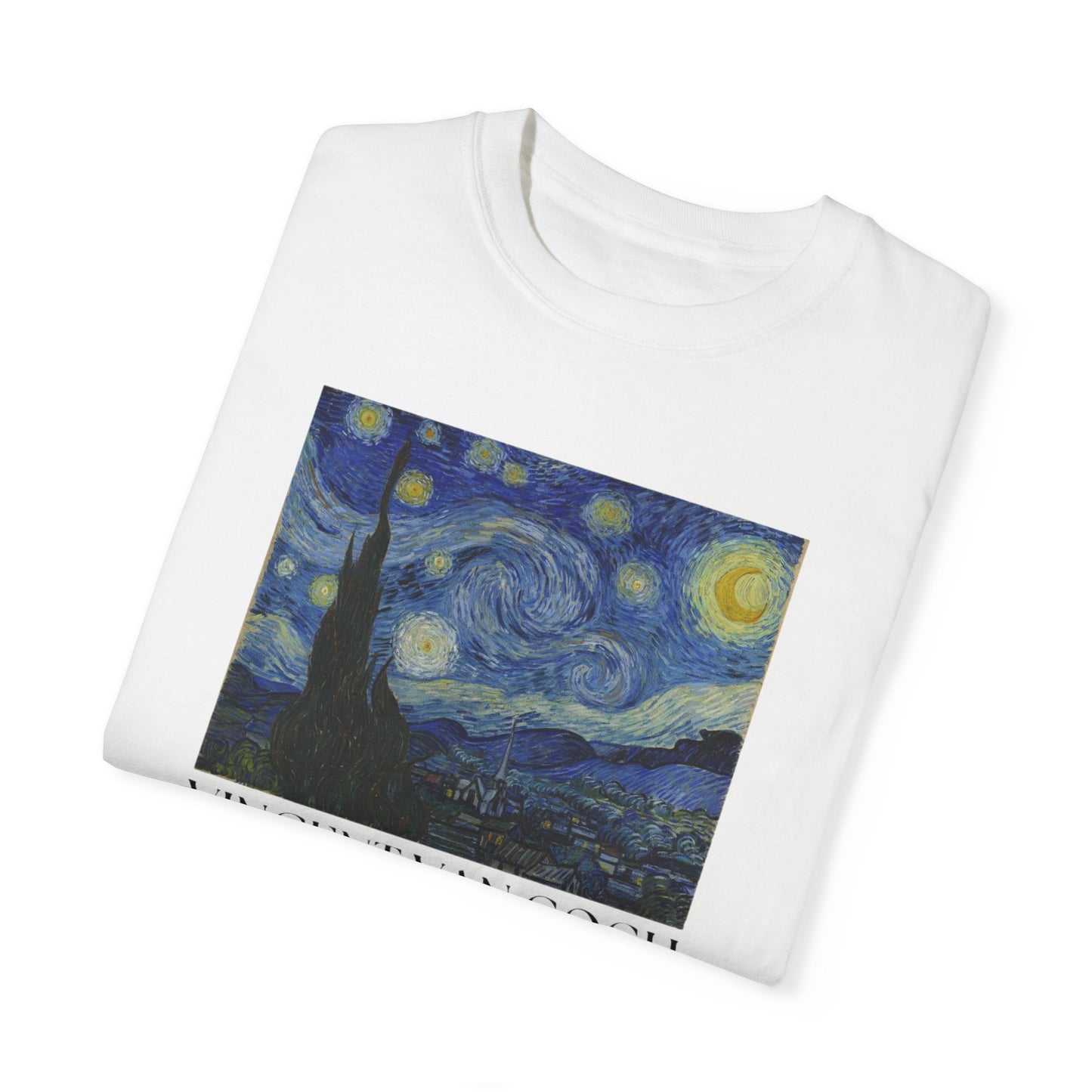 Vincent van Gogh Starry Night Unisex T-Shirt - Artistic Tribute in Garment-Dyed Cotton