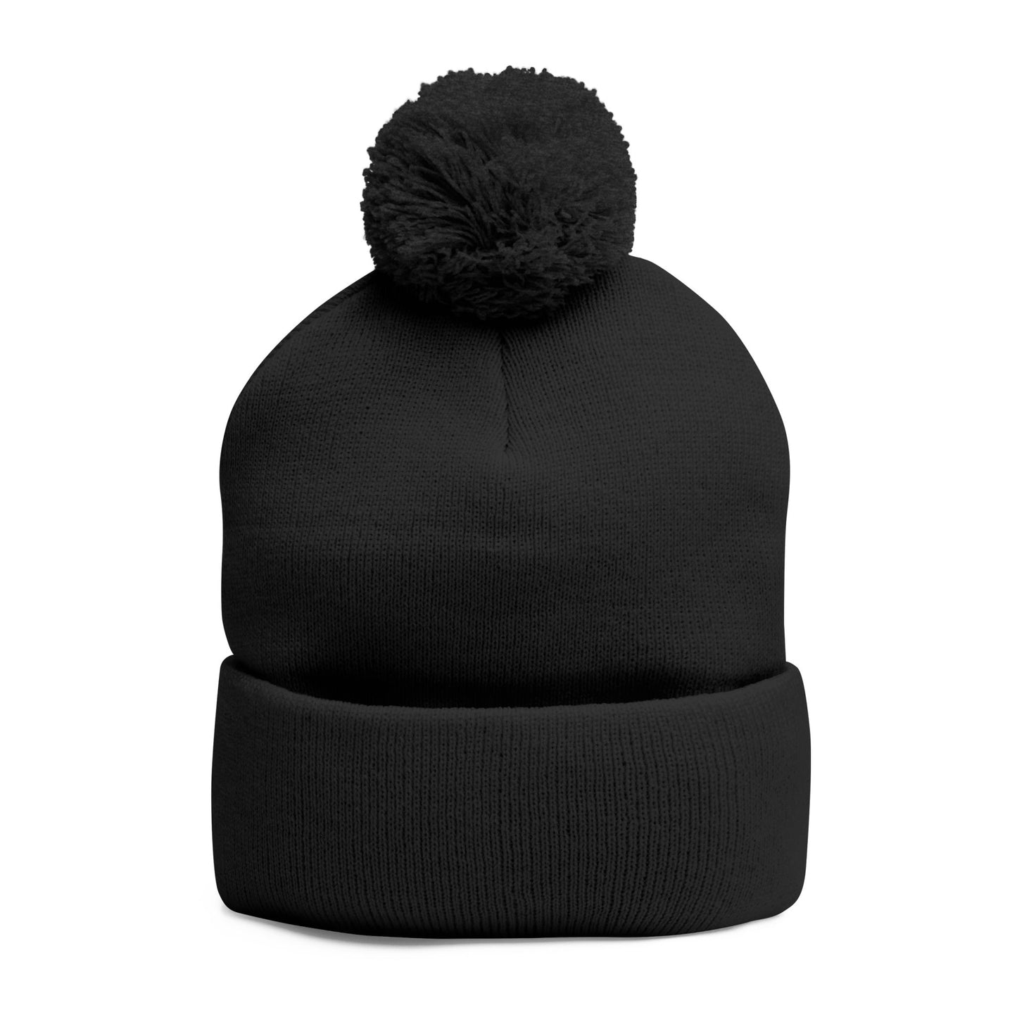 Cozy Pom-Pom Knit Cap with Art of distortion Embroidery