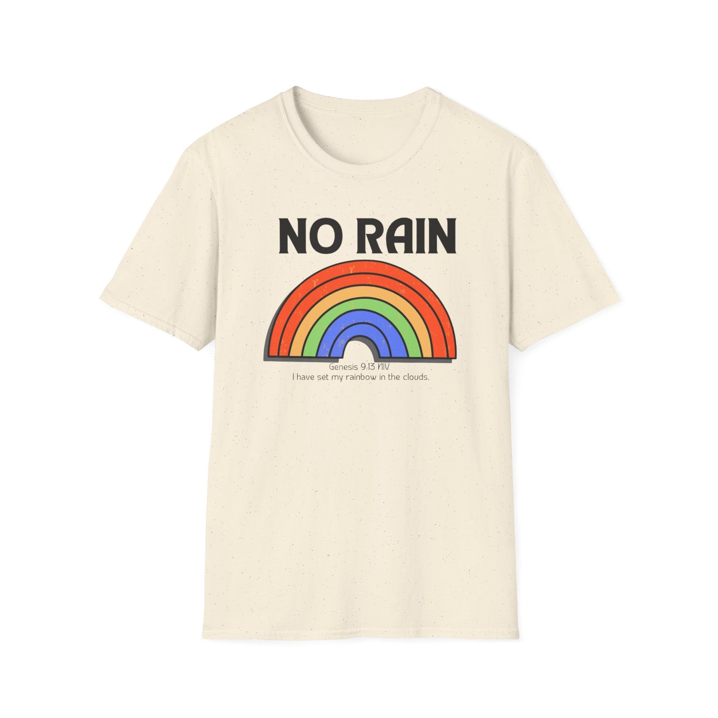 Christian No Rain Rainbow Unisex Softstyle T-Shirt – Bright & Cheerful Gift for All Occasions