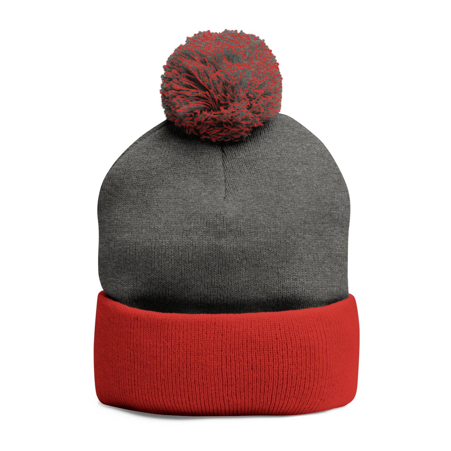 Cozy Pom-Pom Knit Cap with Art of distortion Embroidery