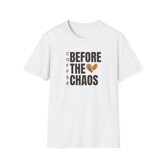 Coffee Before the Chaos Unisex Softstyle T-Shirt - Perfect for Coffee Lovers