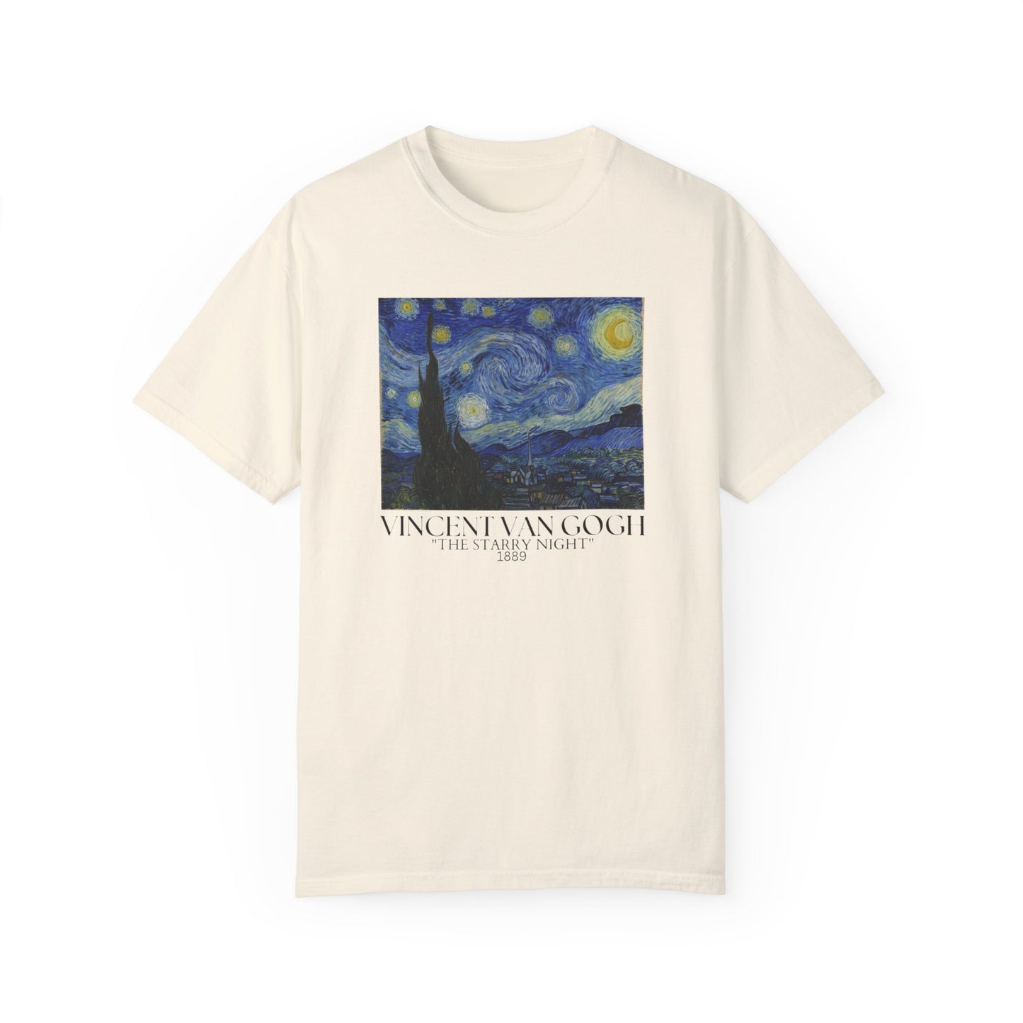 Vincent van Gogh Starry Night Unisex T-Shirt - Artistic Tribute in Garment-Dyed Cotton