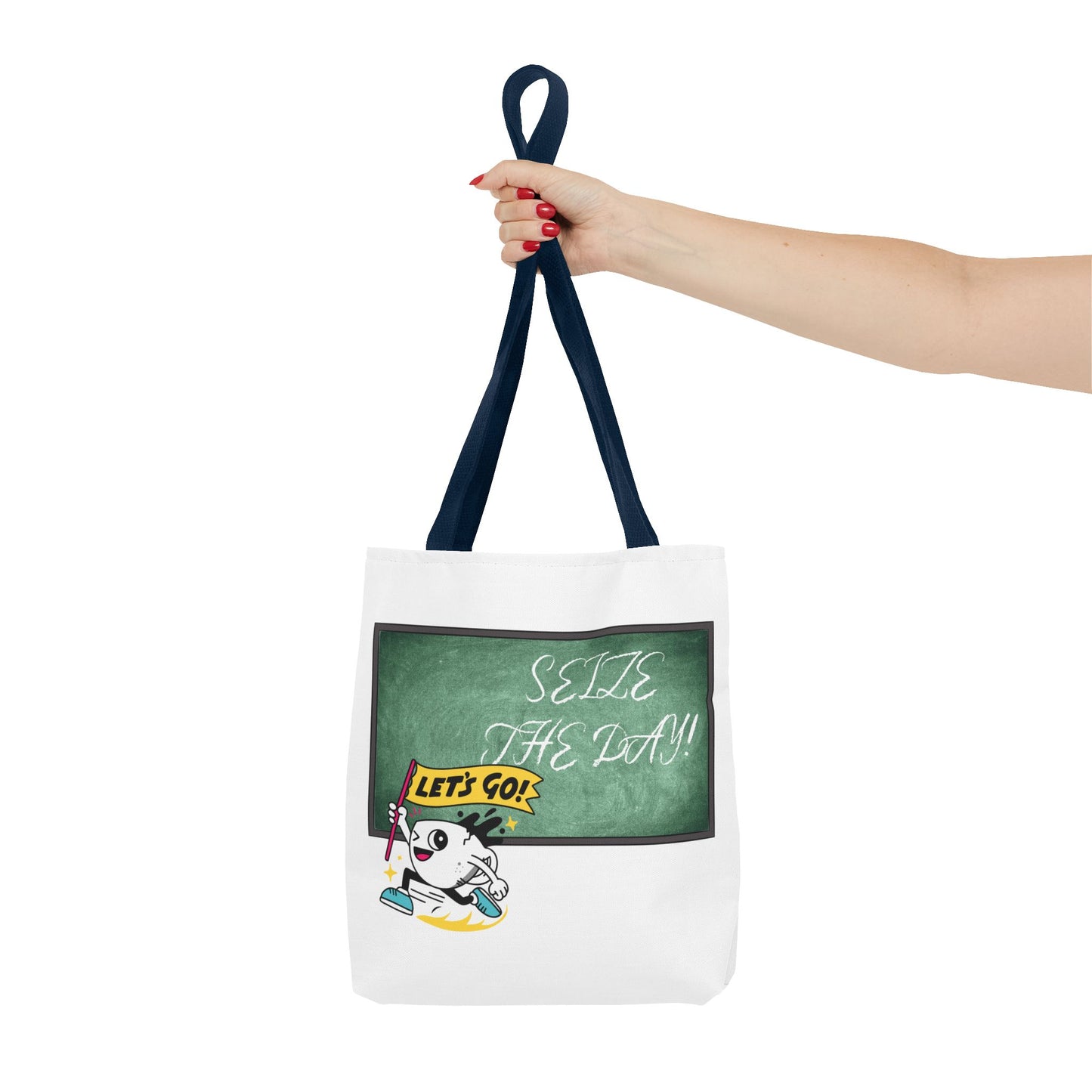 Seize the Day Tote Bag - Motivational Canvas Shoulder Bag for Daily Adventures