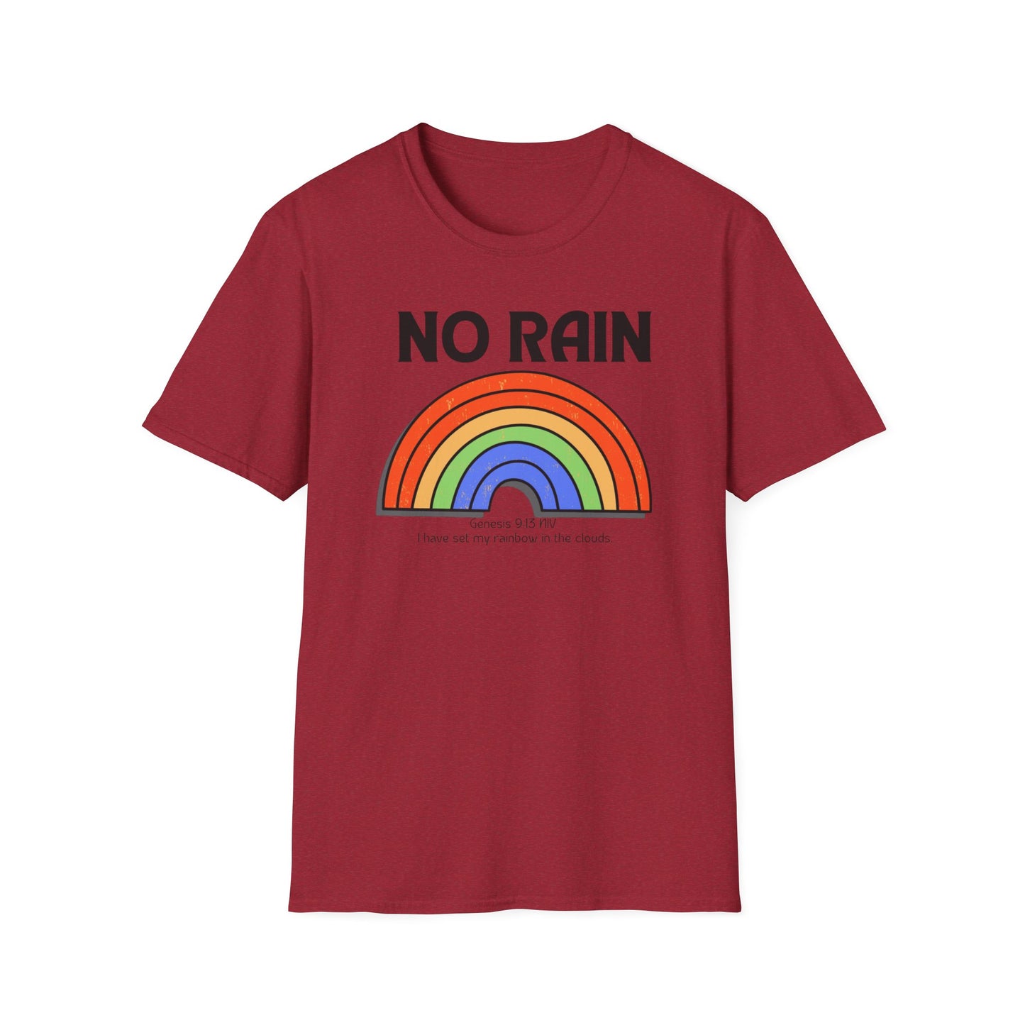 Christian No Rain Rainbow Unisex Softstyle T-Shirt – Bright & Cheerful Gift for All Occasions