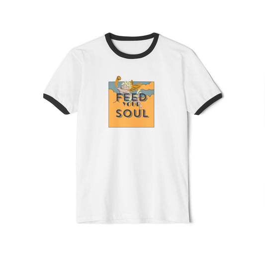 Unisex Cotton Ringer T-Shirt - "Feed Your Soul" Inspirational Tee