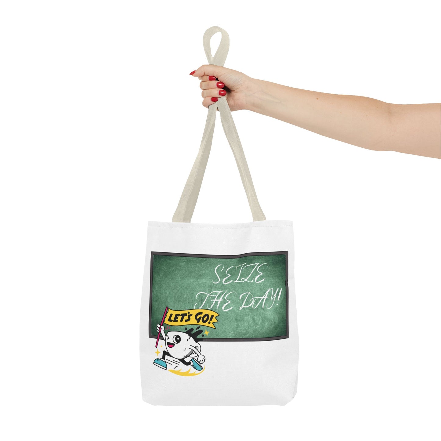 Seize the Day Tote Bag - Motivational Canvas Shoulder Bag for Daily Adventures