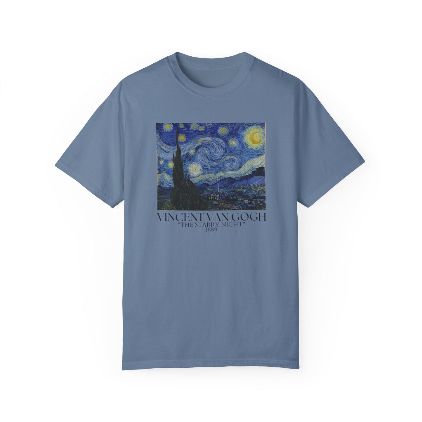 Vincent van Gogh Starry Night Unisex T-Shirt - Artistic Tribute in Garment-Dyed Cotton