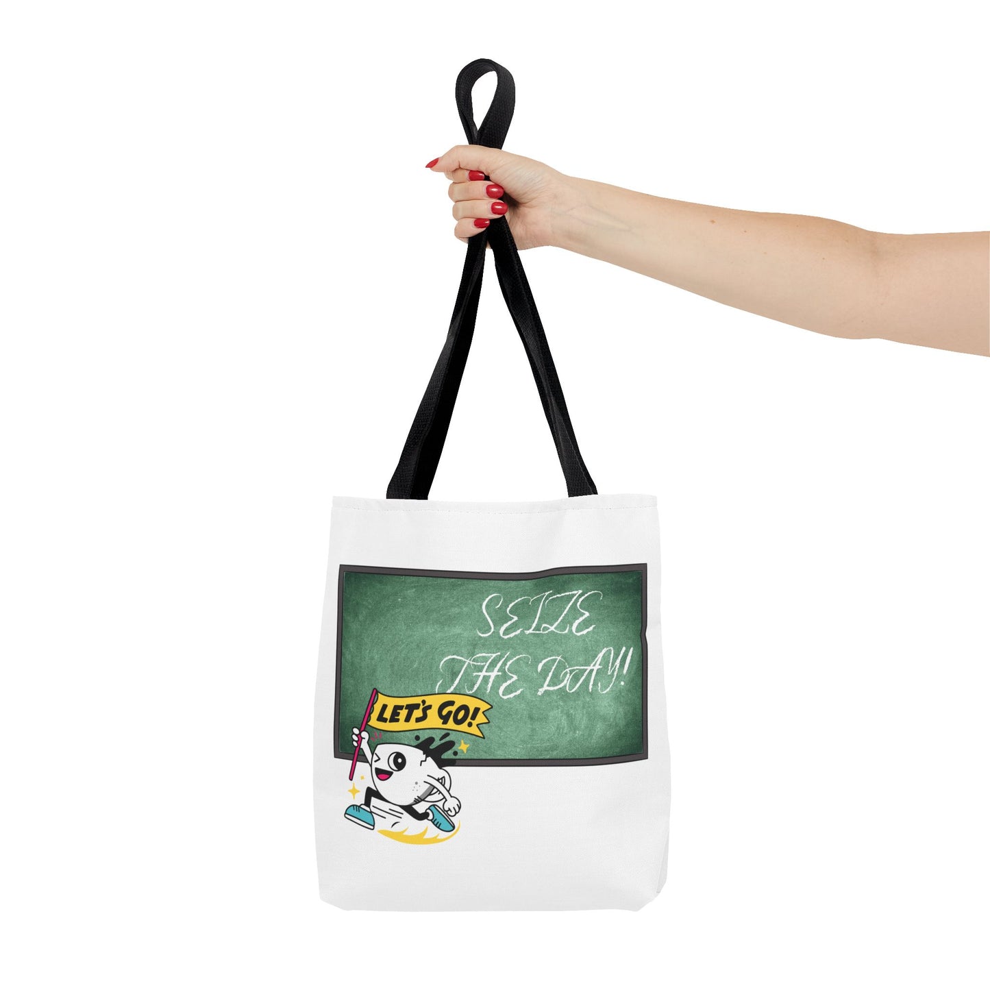 Seize the Day Tote Bag - Motivational Canvas Shoulder Bag for Daily Adventures