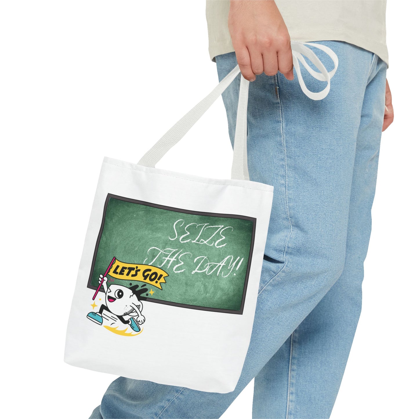 Seize the Day Tote Bag - Motivational Canvas Shoulder Bag for Daily Adventures