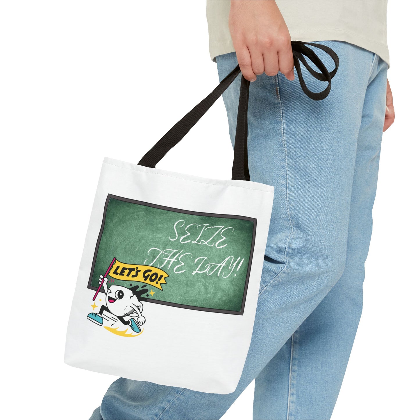 Seize the Day Tote Bag - Motivational Canvas Shoulder Bag for Daily Adventures