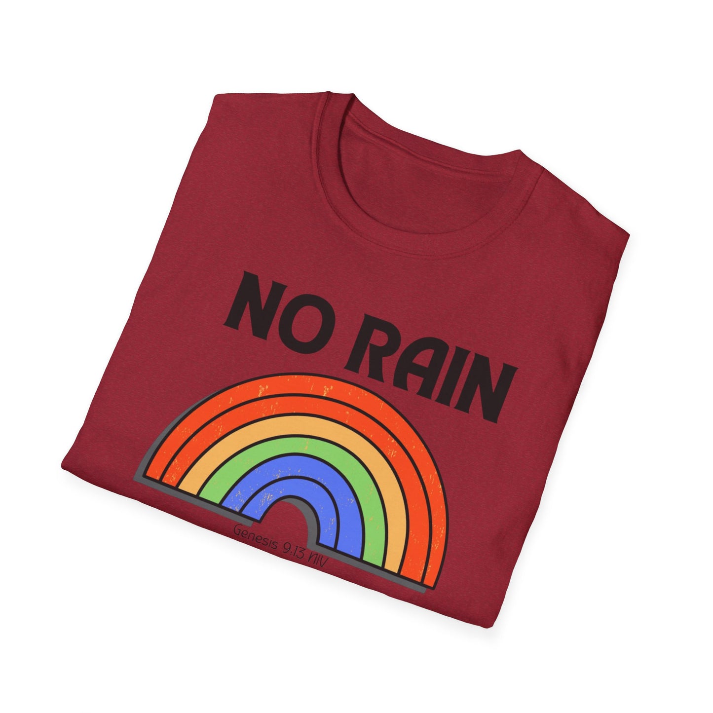 Christian No Rain Rainbow Unisex Softstyle T-Shirt – Bright & Cheerful Gift for All Occasions