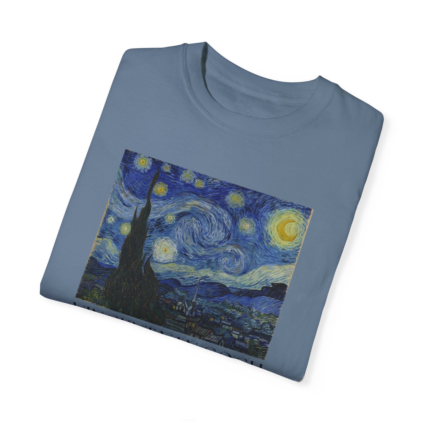 Vincent van Gogh Starry Night Unisex T-Shirt - Artistic Tribute in Garment-Dyed Cotton