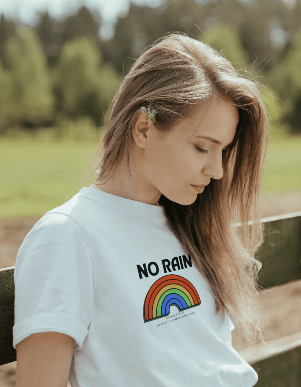 Christian No Rain Rainbow Unisex Softstyle T-Shirt – Bright & Cheerful Gift for All Occasions